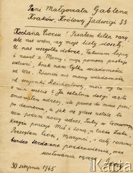 Dokument z kolekcji Anny Jeżewskiej / Documento de la colección de Anna Jeżewska