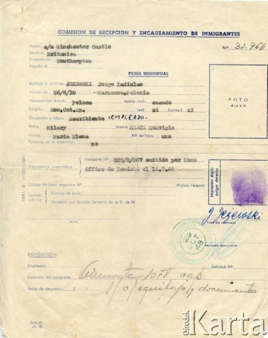 Dokument z kolekcji Anny Jeżewskiej / Documento de la colección de Anna Jeżewska