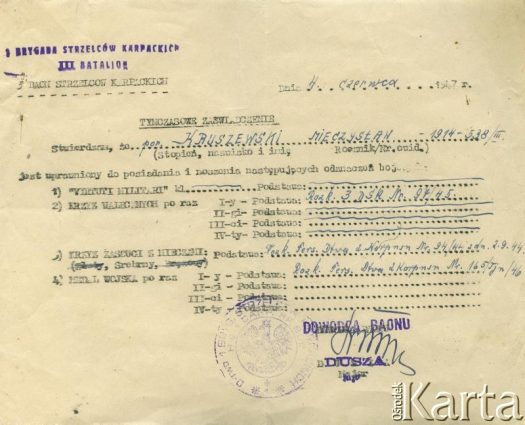 Dokument z kolekcji Ricardo Kruszewskiego / Documento de la colección de Ricardo Kruszewski