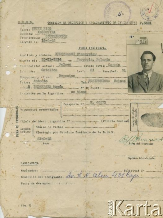 Dokument z kolekcji Ricardo Kruszewskiego / Documento de la colección de Ricardo Kruszewski