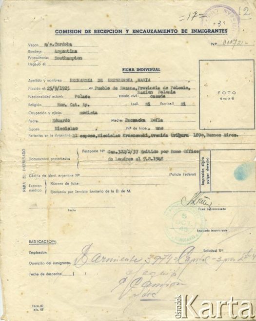 Dokument z kolekcji Ricardo Kruszewskiego / Documento de la colección de Ricardo Kruszewski