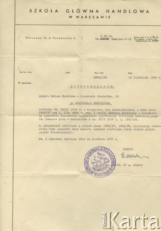 Dokument z kolekcji Ricardo Kruszewskiego / Documento de la colección de Ricardo Kruszewski