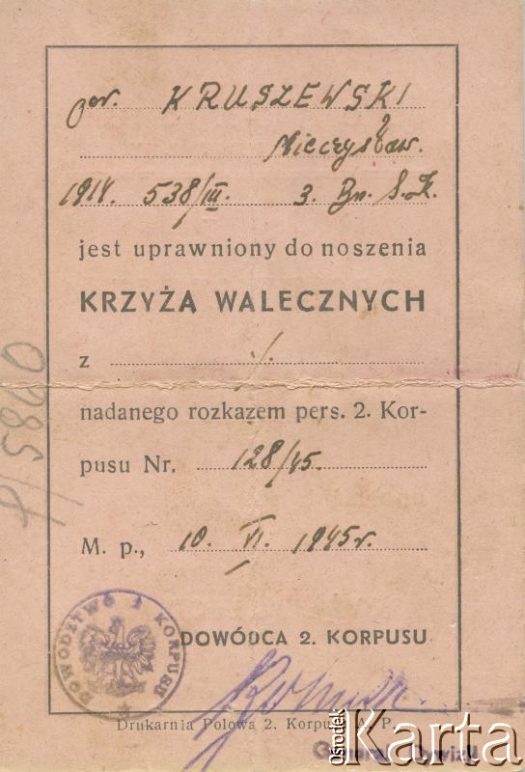 Dokument z kolekcji Ricardo Kruszewskiego / Documento de la colección de Ricardo Kruszewski