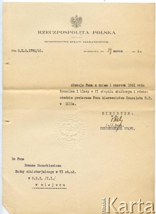 Dokument z kolekcji Juana Roberto Ciechanowa / Documento de la colección de Juan Roberto Ciechanow
