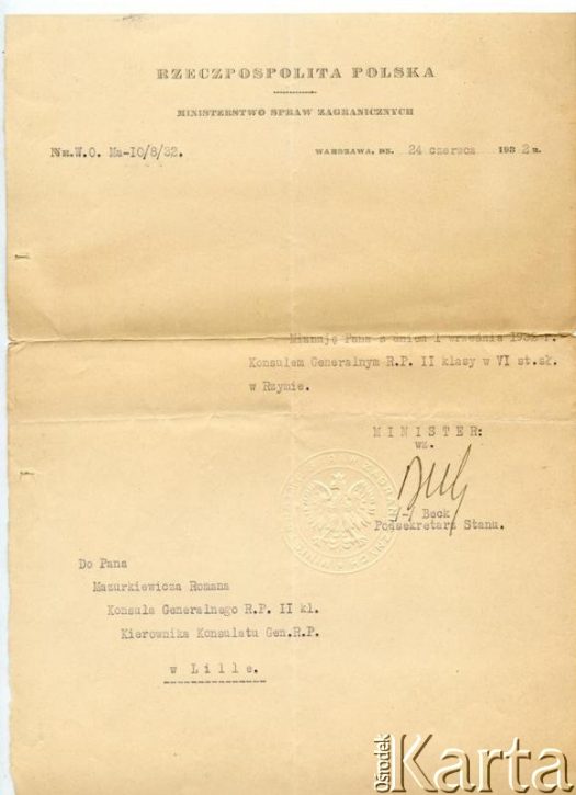 Dokument z kolekcji Juana Roberto Ciechanowa / Documento de la colección de Juan Roberto Ciechanow