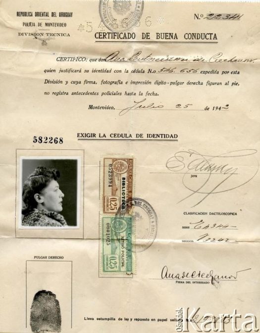 Dokument z kolekcji Juana Roberto Ciechanowa / Documento de la colección de Juan Roberto Ciechanow