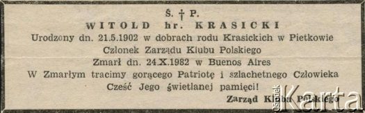 Dokument z kolekcji Witolda Krasickiego / Documento de la colección de Witold Krasicki