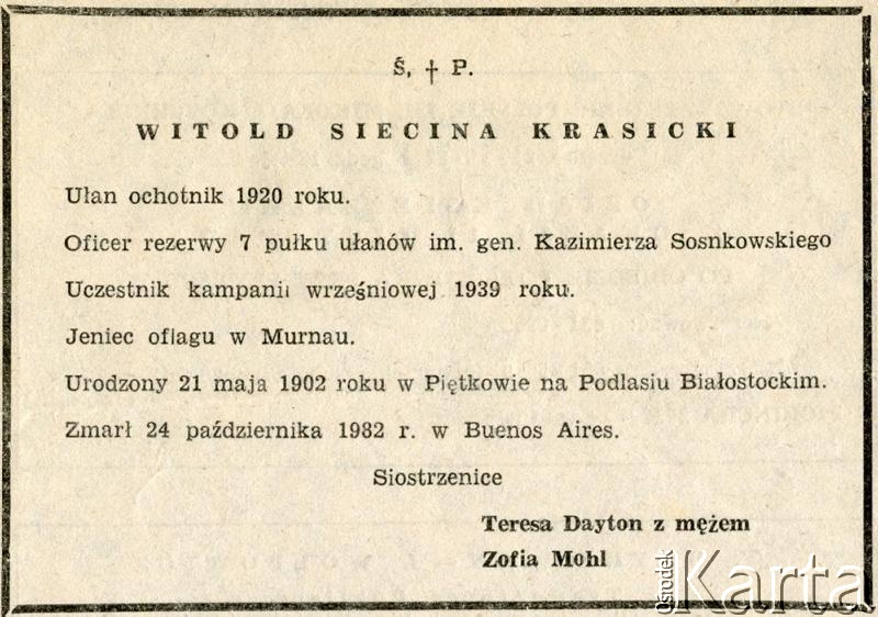 Dokument z kolekcji Witolda Krasickiego / Documento de la colección de Witold Krasicki