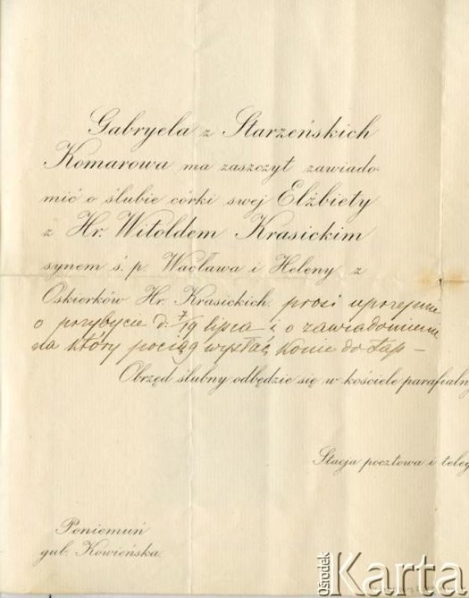 Dokument z kolekcji Witolda Krasickiego / Documento de la colección de Witold Krasicki