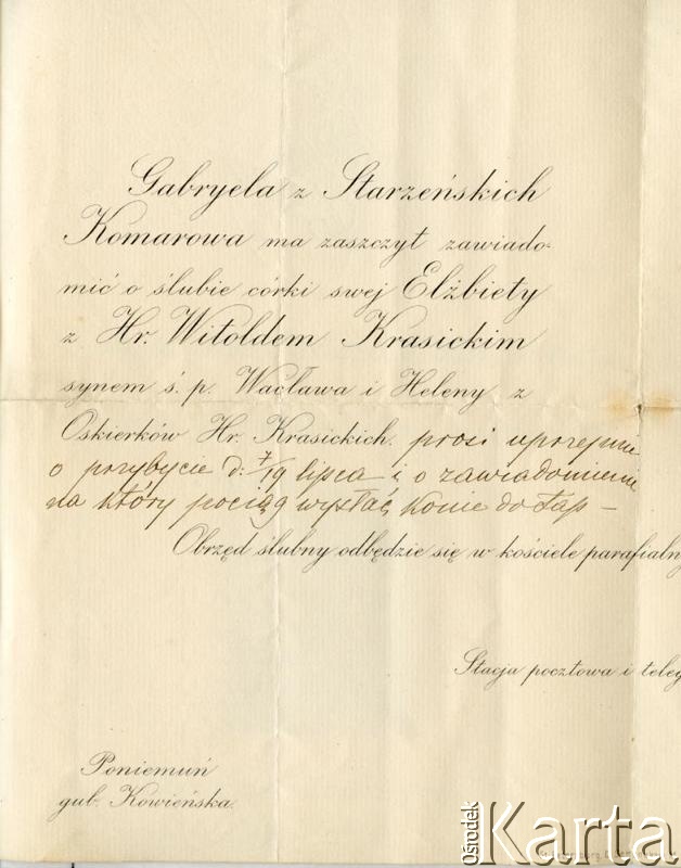 Dokument z kolekcji Witolda Krasickiego / Documento de la colección de Witold Krasicki