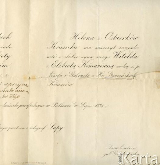 Dokument z kolekcji Witolda Krasickiego / Documento de la colección de Witold Krasicki