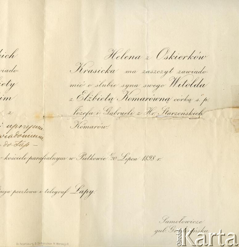 Dokument z kolekcji Witolda Krasickiego / Documento de la colección de Witold Krasicki