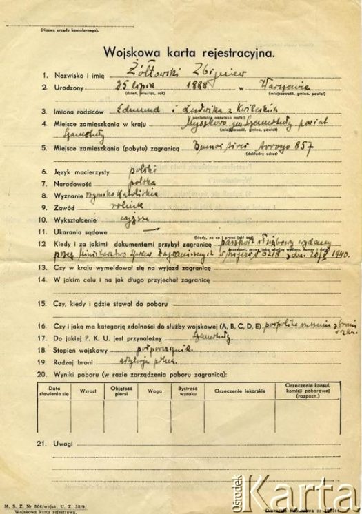 Dokument z kolekcji Zbigniewa i Jana Żółtowskich / Documento de la colección de Zbigniew y Jan Żółtowski