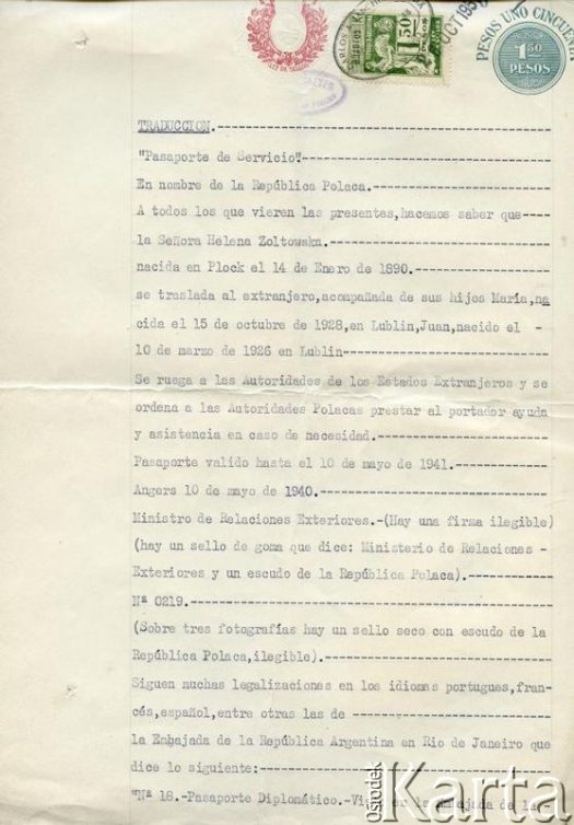 Dokument z kolekcji Zbigniewa i Jana Żółtowskich / Documento de la colección de Zbigniew y Jan Żółtowski