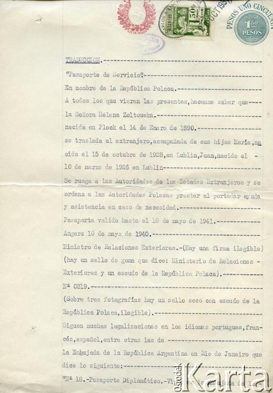 Dokument z kolekcji Zbigniewa i Jana Żółtowskich / Documento de la colección de Zbigniew y Jan Żółtowski