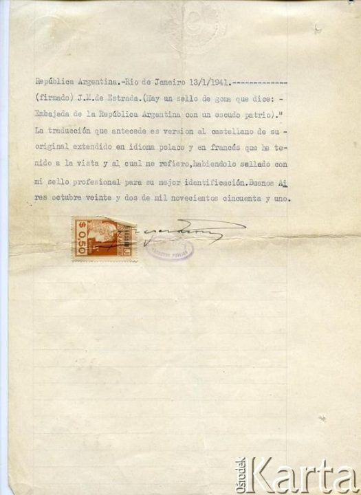 Dokument z kolekcji Zbigniewa i Jana Żółtowskich / Documento de la colección de Zbigniew y Jan Żółtowski