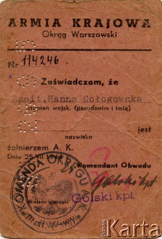 Dokument z kolekcji Anny Gołogowskiej-Ponc / Documento de la colección de Anna Gołogowska-Ponc