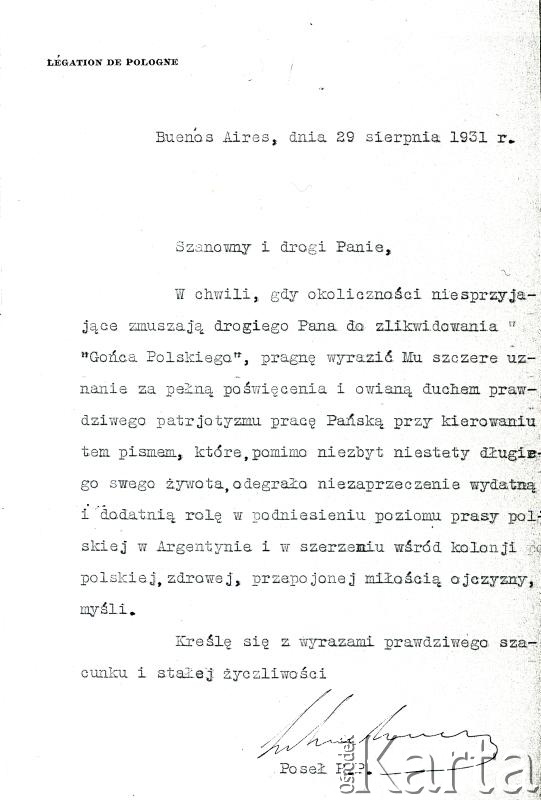 Dokument z kolekcji rodziny Białobrzeskich / Documento de la colección de familia Białobrzeski