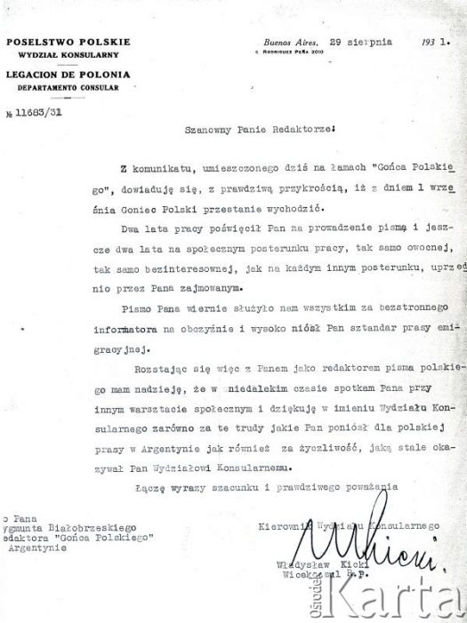 Dokument z kolekcji rodziny Białobrzeskich / Documento de la colección de familia Białobrzeski