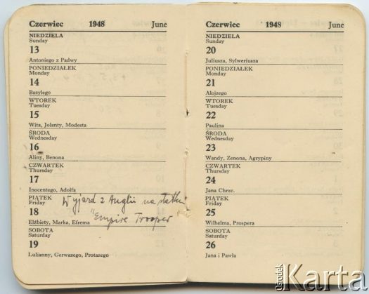 Dokument z kolekcji Danuty i Henryka Wojackich / Documento de la colección de Danuta y Henryk Wojnacki