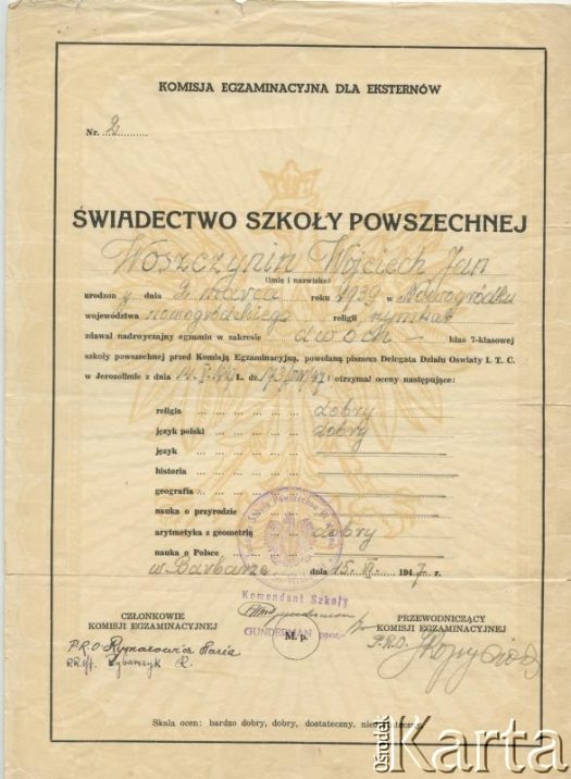 Dokument z kolekcji Wojciecha Woszczynina / Documento de la colección de Wojciech Woszczynin