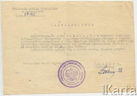 Dokument z kolekcji Wojciecha Woszczynina / Documento de la colección de Wojciech Woszczynin