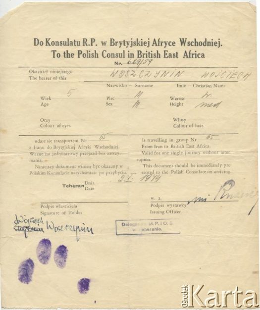 Dokument z kolekcji Wojciecha Woszczynina / Documento de la colección de Wojciech Woszczynin