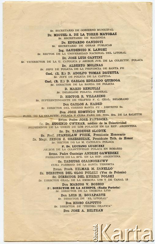 Dokument z kolekcji Silvii Komorowsky / Documento de la colección de  Silvia Komorowsky