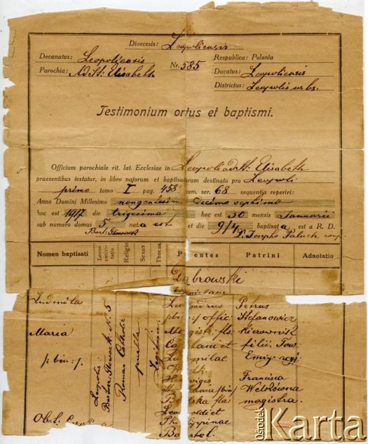 Dokument z kolekcji Bartolome Estanislao Moszoro / Documento de la colección de Bartolome Estanislao Moszoro