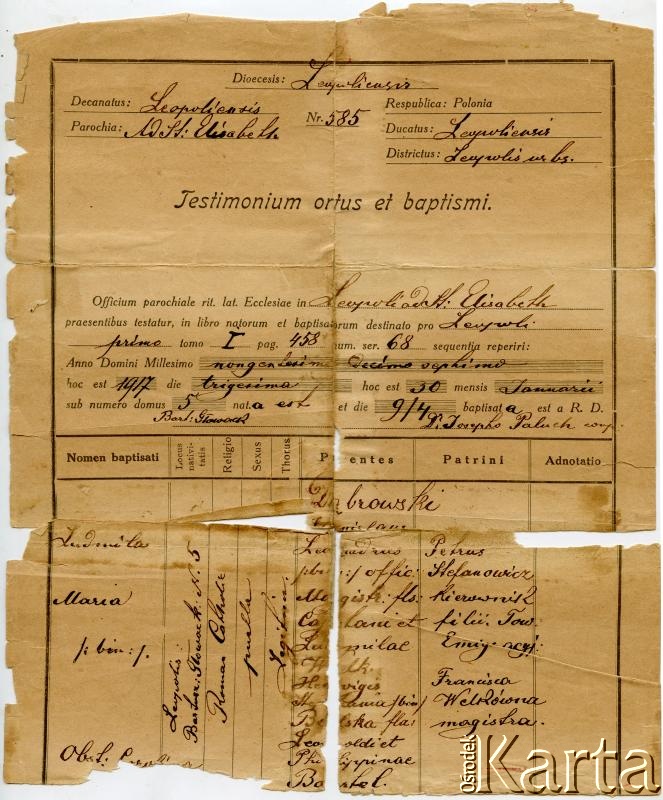 Dokument z kolekcji Bartolome Estanislao Moszoro / Documento de la colección de Bartolome Estanislao Moszoro