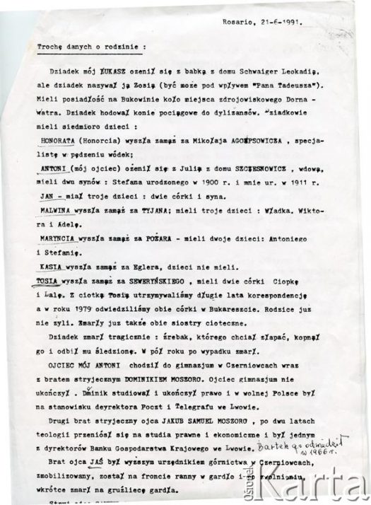 Dokument z kolekcji Bartolome Estanislao Moszoro / Documento de la colección de Bartolome Estanislao Moszoro
