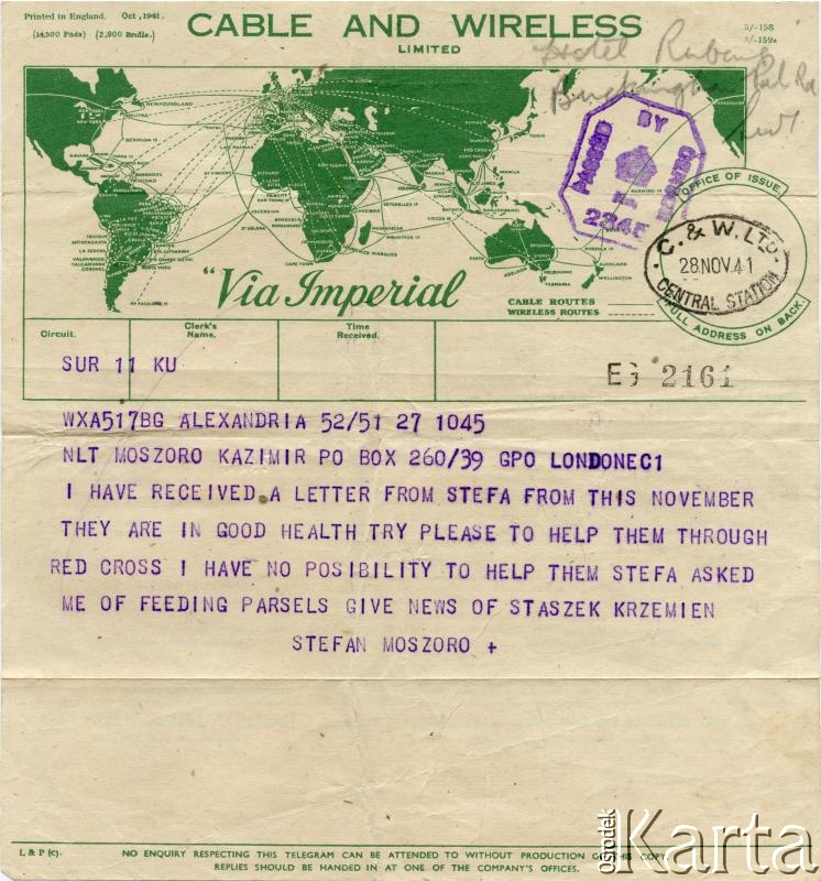 Dokument z kolekcji Bartolome Estanislao Moszoro / Documento de la colección de Bartolome Estanislao Moszoro