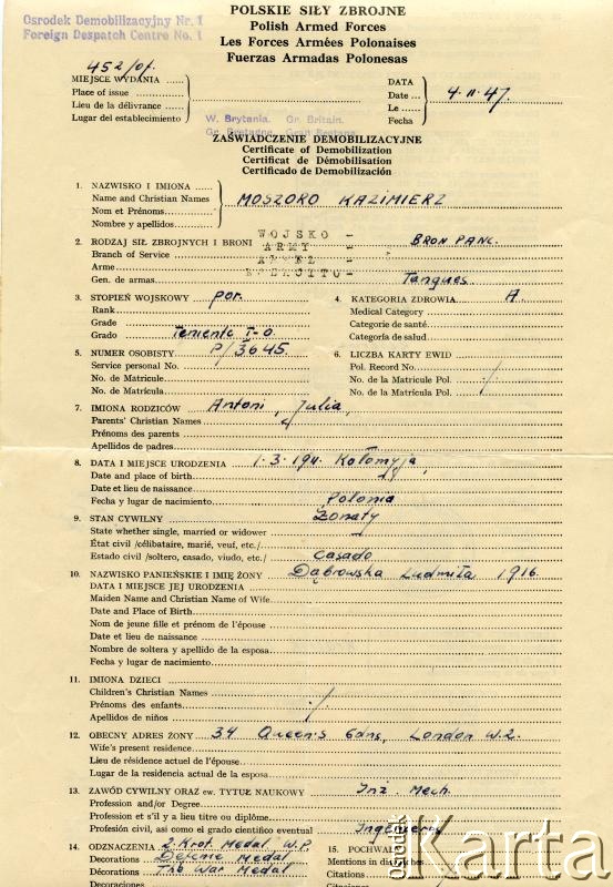 Dokument z kolekcji Bartolome Estanislao Moszoro / Documento de la colección de Bartolome Estanislao Moszoro