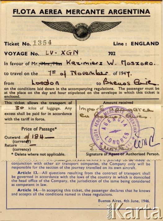 Dokument z kolekcji Bartolome Estanislao Moszoro / Documento de la colección de Bartolome Estanislao Moszoro