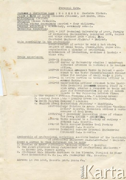 Dokument z kolekcji Bartolome Estanislao Moszoro / Documento de la colección de Bartolome Estanislao Moszoro