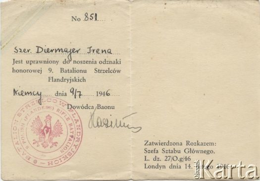 Dokument z kolekcji Ireny Kaniak / Documento de la colección de Irena Kaniak