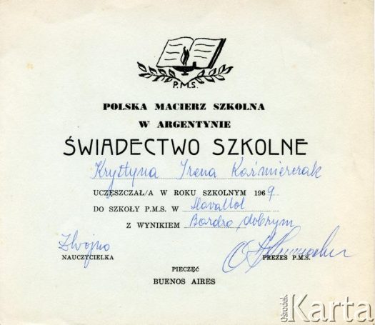 Dokument z kolekcji Ireny Kaźmierczak / Documento de la colección de Irena Kaźmierczak