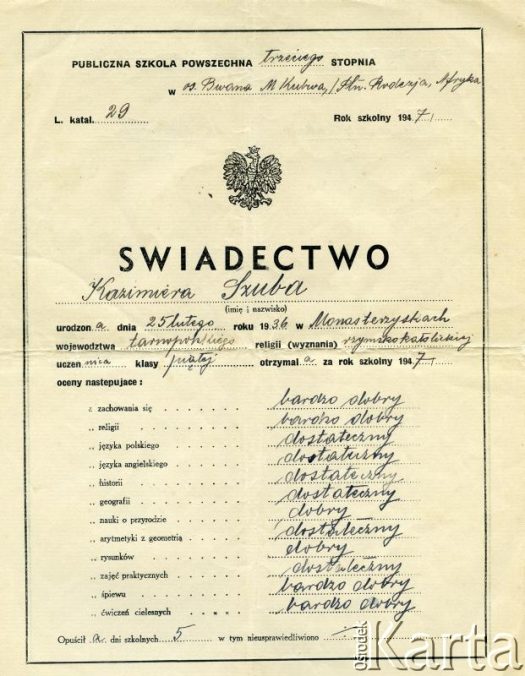 Dokument z kolekcji Ireny Kaźmierczak / Documento de la colección de Irena Kaźmierczak