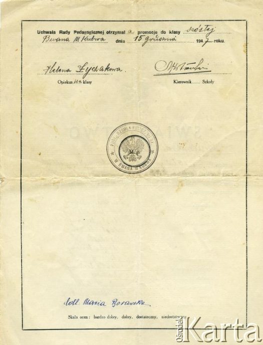 Dokument z kolekcji Ireny Kaźmierczak / Documento de la colección de Irena Kaźmierczak