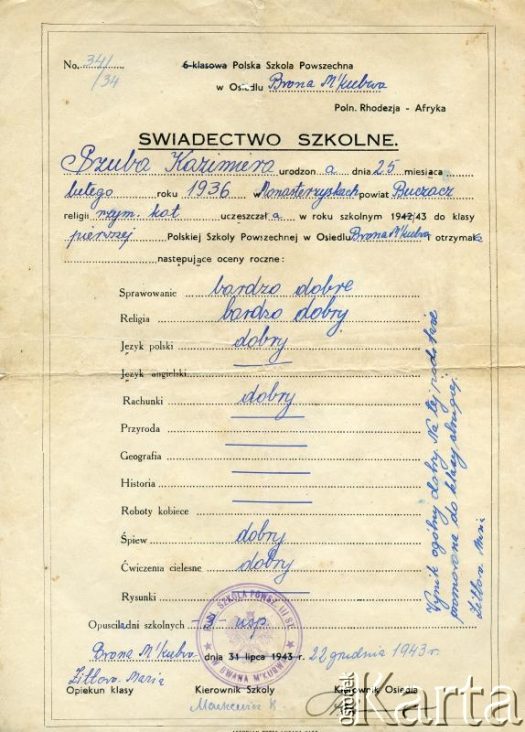 Dokument z kolekcji Ireny Kaźmierczak / Documento de la colección de Irena Kaźmierczak