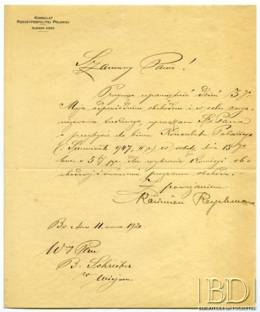 Dokument z kolekcji Bolesława Schreibera / Documento de la colección de Bolesław Schreiber