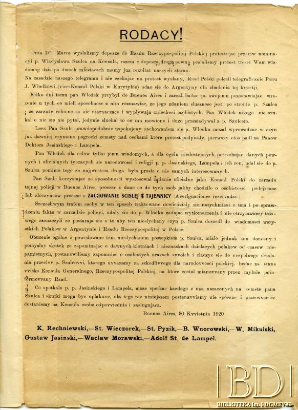 Dokument z kolekcji Bolesława Schreibera / Documento de la colección de Bolesław Schreiber