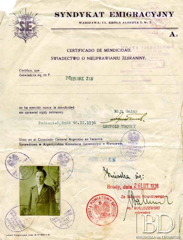 Dokument z kolekcji Janiny Półtorak / Documento de la colección de Janina Półtorak
