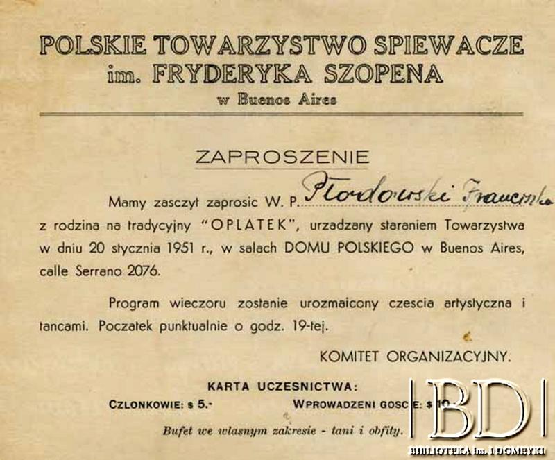 Fotografia z kolekcji Towarzystwa Śpiewaczego im. F. Chopina / Fotografía de la colección: Asociación de Cantantes Fryderyk Chopin