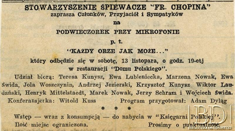 Fotografia z kolekcji Towarzystwa Śpiewaczego im. F. Chopina / Fotografía de la colección: Asociación de Cantantes Fryderyk Chopin