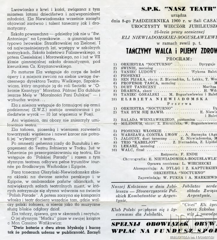Dokument z kolekcji zespołu tanecznego „Nasz Balet” / Documento de la colección del conjunto de baile „Nasz Balet”