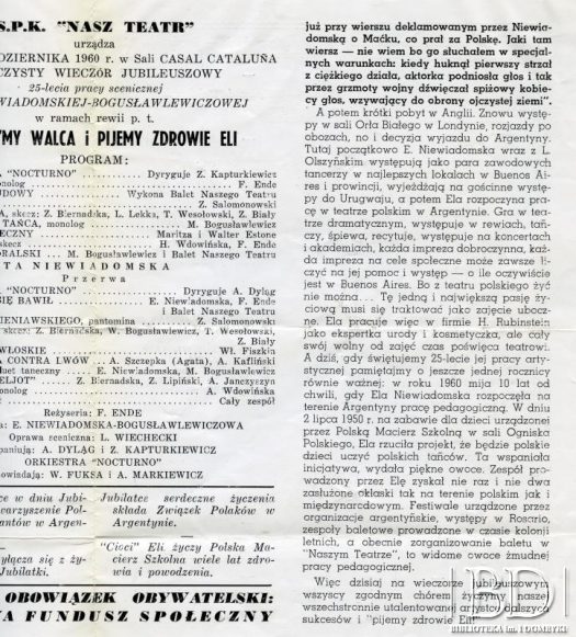 Dokument z kolekcji zespołu tanecznego „Nasz Balet” / Documento de la colección del conjunto de baile „Nasz Balet”