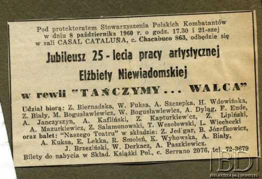 Dokument z kolekcji zespołu tanecznego „Nasz Balet” / Documento de la colección del conjunto de baile „Nasz Balet”