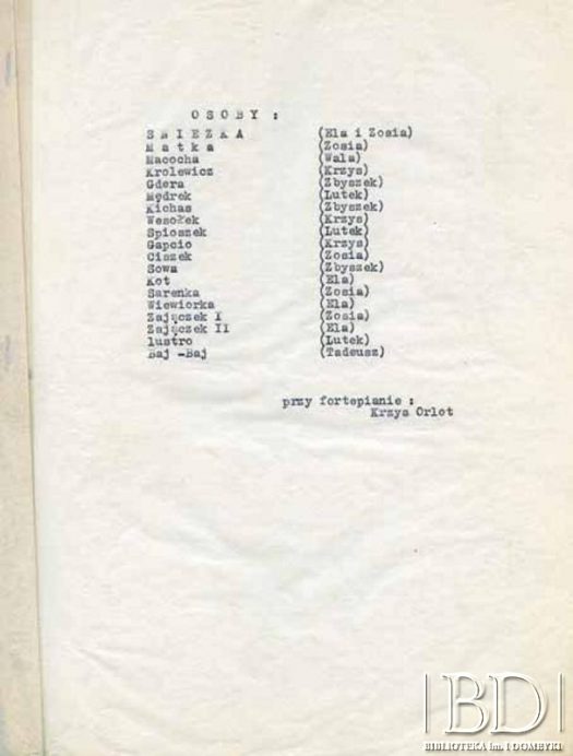 Dokument ze zbiorów Teatru Kukiełkowego Baj-Baju / Documento de la colección del Teatro de Títeres Baj-Baju