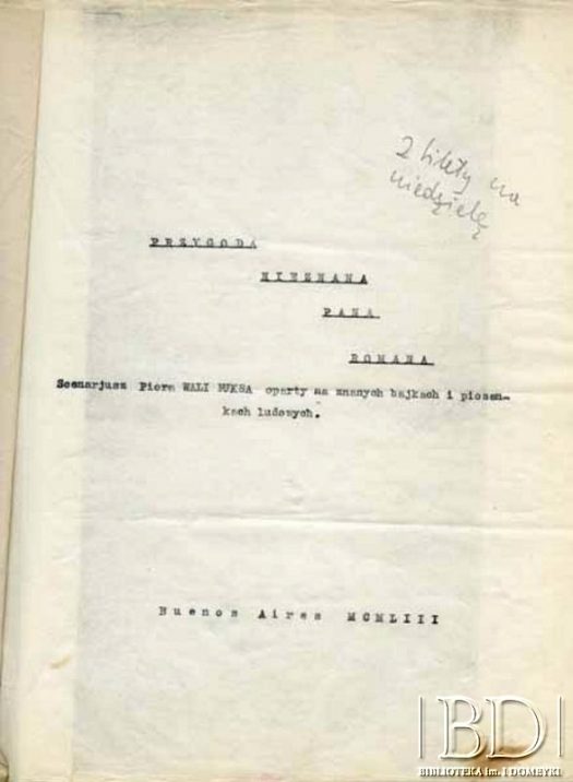 Dokument ze zbiorów Teatru Kukiełkowego Baj-Baju / Documento de la colección del Teatro de Títeres Baj-Baju